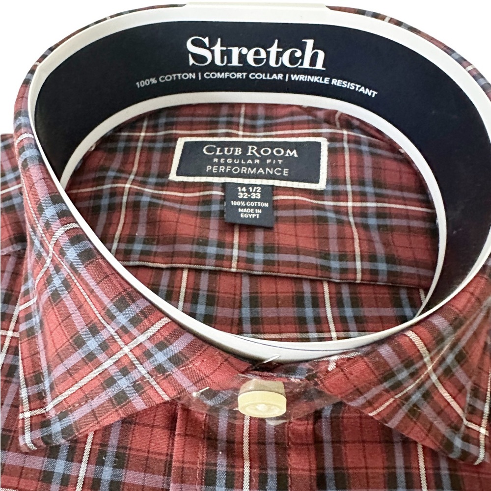 BRAND NEW NEVER WORN Men’s Button Down Red Plaid Long Sleeve - Picture 3 of 4